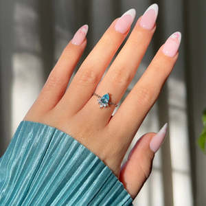 Anillo de Cadena de Plata Hallmark con Aguamarina para Compromiso - Product Image 2