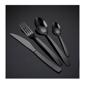 Cuchara de postre de acero inoxidable de alta calidad personalizada, boda, fiesta, hotel, restaurante, negro mate brillante, 6 piezas - Product Image 3