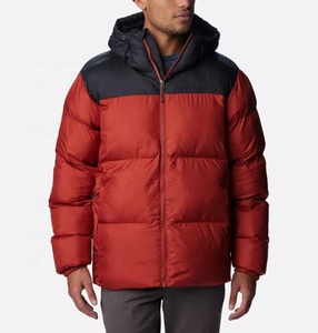 Customized Men's High Street Winter Standard <b>Coats</b> Hooded Puffer Jacket Stand Collar Bubble Design Woven Fabric Custom Front - Product Image 1