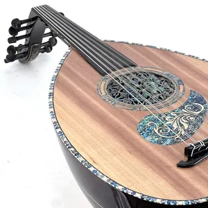 Professional 11 String Oud-Handmade Spalted Ironwood & Cedar Top Arabic Lute Gawharet El Fan Polished Natural High Gloss Finish - Product Image 6