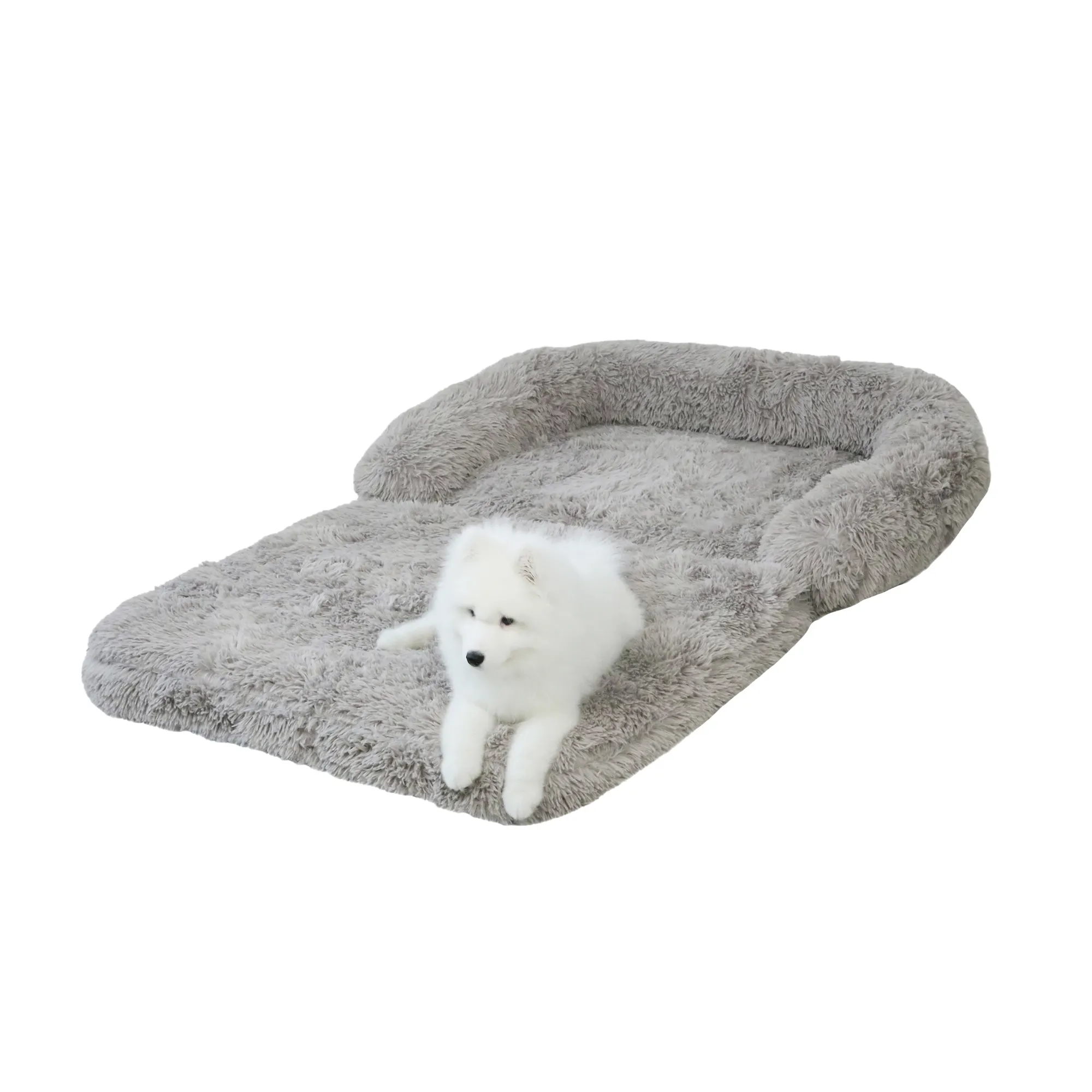 Wholesale long hair luxury foldable extra-large size lazy sofa bed foam removable and washable human pet bed
