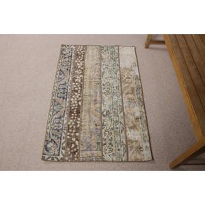 Alfombra de 2.4x3.8 pies, Alfombra Turca Vintage Pequeña, Alfombra de Lana Azul - Product Image 1