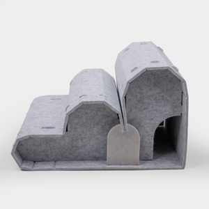 Grande maison pour chat pliable écologique à 2 étages avec tunnel en laine confortable et lit-caverne amovible et lavable pour les foyers multi-chats - Product Image 5