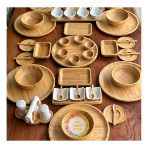 Bandeja de madera de bambú personalizada para servir con asas bandeja de madera para desayuno contenedor de almacenamiento para desayuno café té fruta - Product Image 1