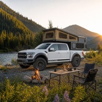 Camping-car tout-terrain pliable en aluminium pour pick-up, cabine pour 4 personnes, unité de camping pour aventures en plein air