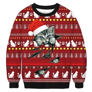 Sudadera sin Capucha con Estampado Gráfico de Gato Divertido, Impresión 3D, Unisex, Estilo Otoñal, Logotipo Frontal, Estilo Navideño, Cuello Redondo, Diseño Forrado - Product Image 3