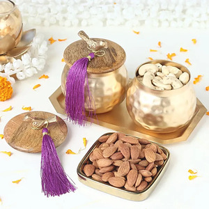 Frasco de frutas secas de alta calidad Metal puro para decoración Diwali y precio de regalos de negocios - Product Image 1