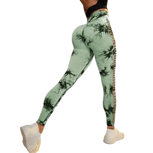 Women's <b>Tie</b> Dye Fitness Leggings High Waist Breathable Seamless Yoga Wear Customized Color Summer Active Wear - Product Image 1