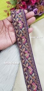 ผ้าลูกไม้ปักลายดอกไม้สั่งทำได้บนผ้าฐานสีดำพร้อมเลื่อมทำงานกว้าง1.25นิ้วสำหรับสุภาพสตรีสวมใส่และขายต่อ - Product Image 5