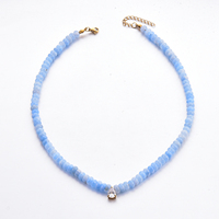 Collier en perles de pierre naturelle colorées OEM en gros, bijoux de guérison en cristal, cadeau pour femme, pierre précieuse avec lettre, tendance bouddhisme