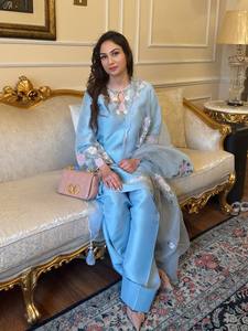 Vestido de algodón informal bordado de verano con Rganza Dupatta con bordado de borde de trabajo Kurti vestido pakistaní Salwar Kameez - Product Image 6