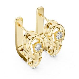 Boucles d'oreilles pour femme, cadeau d'anniversaire, en or jaune 14 carats avec diamants taille ronde, bijoux fins élégants certifiés de luxe pour mariée - Product Image 6