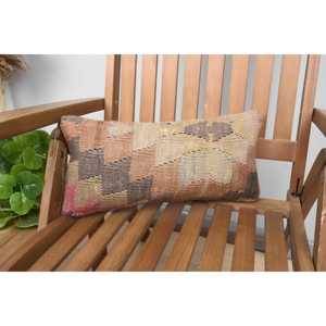Oreiller en laine Kilim beige 8x16 pouces de luxe rustique moelleux Floral jeter pour canapé literie Portable Vintage tissé Patchwork Design - Product Image 1