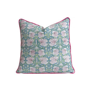 Latest Stylished Home Decor Pillow <b>Cover</b> 100% Cotton Fabric Hand Block Printing Piping <b>Cushion</b> <b>Cover</b> Hand Printed Pillow Case - Product Image 5