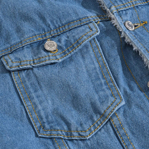 เสื้อโค้ทยีนส์ลายควิลท์คลาสสิกสำหรับผู้ชายมีกระดุมสไตล์แจ็กเก็ตยีนส์ลำลองอบอุ่นและสบาย - Product Image 5