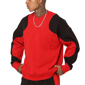 Sudadera de cuello redondo personalizada para hombre, ropa de calle de algodón grueso de peso pesado, costura de Color, temporada de invierno, bordado con cuentas - Product Image 3