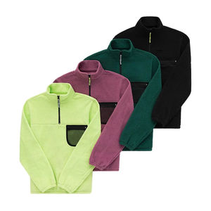 Custom Logo <b>Men's</b> High Quality 100% Fleece <b>Hoodie</b> Casual Winter Quarter Zip <b>Sherpa</b> Pullover with Woven Zip Design Hooded - Product Image 2