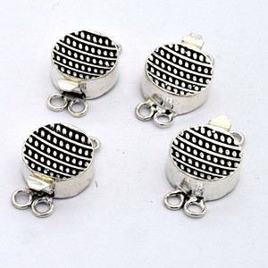 25X16X7MM Fermoir de boîte florale à un et plusieurs brins 1 et 2 et 3 brins Fermoir de bijoux plaqué argent oxydé B206 - Product Image 4