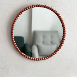 Grand miroir mural moderne rouge perlé MDF bois fer 12mm d'épaisseur décor de salon pendaison de crémaillère et cadeau de fête des mères miroir de pépinière - Product Image 1