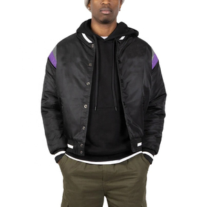 Nueva llegada 2025 invierno personalizado satén Varsity chaqueta para hombres de talla grande Letterman estilo en blanco al por mayor - Product Image 3