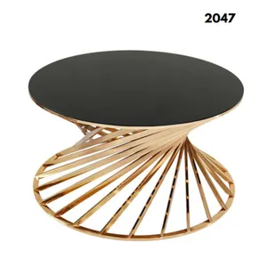 Оптовая продажа, Золотой металлический черный стеклянный столик, простой центральный стол для гостиной, мебель для дома, декоративные журнальные столики, сделанные в 2024 индейки