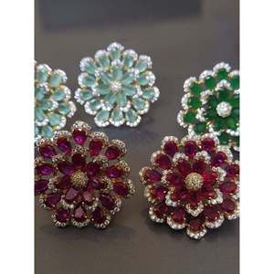 CZ Floral Pendant <b>Set</b> with Earrings Fine Jewelry for Women - Product Image 2