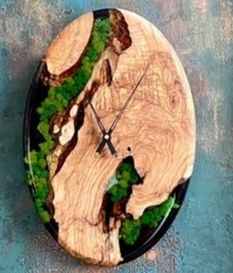 Reloj de pared de madera epoxi de diseño caliente de estilo moderno reloj de resina al por mayor para el hogar Hotel y restaurantes Reloj de pared forma redonda marrón - Product Image 5