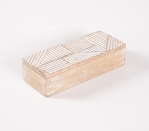 Boîte de rangement rectangulaire en bois de manguier coupée à la main, créative et basse quantité minimale de commande, fabricant, grossiste, vente directe en usine - Product Image 3