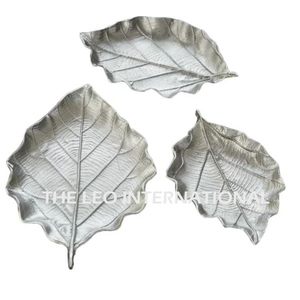 Metal de aluminio Base de madera Forma redonda Plateado Estilo elegante Lujo Hecho a mano Hogar Acento Bandeja decorativa - Product Image 4