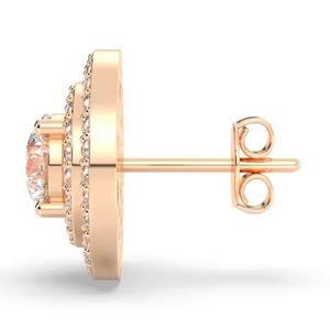 Classic Minimalist 10K Rose Gold Round Lab Grown Diamond Hoop <b>Huggie</b> <b>Earrings</b> for Daily Wear and any occasion wear - Product Image 2