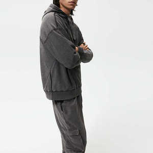 Survêtement 100% coton français éponge gris armure inversée plaine surdimensionnés hommes survêtements et logo personnalisé - Product Image 3