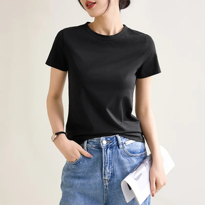 Camiseta ajustada personalizada para mujer manga corta 96.5% algodón 3.5% Spandex con etiqueta personalizada - Product Image 2