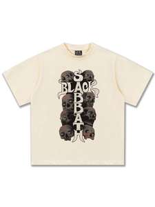 2025 printemps été Collection Direct impression 3D T-Shirt nouveau noir sabbat Vintage lavé vieux lourd 100% coton 210 grammes - Product Image 3