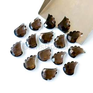 พลอยควอตซ์ทรงใบสโมคกี้ธรรมชาติแกะสลักด้วยมือลูกปัด11x15มม. สำหรับทำเครื่องประดับอุปกรณ์ในการทำเครื่องประดับควอตซ์จากอินเดีย - Product Image 1