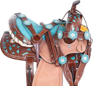 Selles de course occidentales et anglaises en cuir véritable de qualité supérieure pour l'équitation - Product Image 1