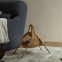 Porte-revues en rotin fait main porte-journal Boho panier de rangement de canne naturelle organisateur de salon moderne meubles