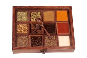 กล่องเครื่องเทศไม้สำหรับโต๊ะในครัวกล่องมาซาลาพร้อมช่องใส่เครื่องเทศอเนกประสงค์12ช่องช้อนสำหรับใส่เครื่องเทศสมุนไพร - Product Image 3