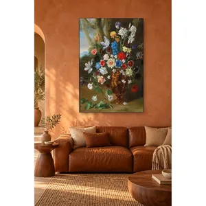 Bouquet de fleurs classique Fida dans un vase en bronze gaufré, impression sur toile - Product Image 4