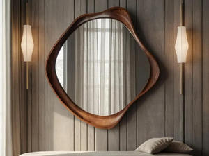 Miroir mural élégant et écologique en bois et résine pour la décoration intérieure moderne, rehaussant l'espace mural avec un charme artistique - Product Image 6