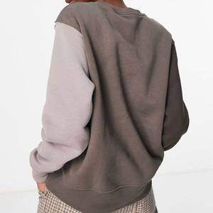 Nueva venta al por mayor de mujeres de color bordado bloque cuello redondo sudadera poliéster/algodón invierno bloque de gran tamaño Panel - Product Image 5