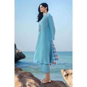 Conjunto de Traje Jacquard Teñido en Hilo de 3 Piezas para Mujer con Dupatta Estampada y Bordada MJ-52018 - Product Image 4