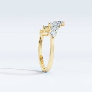 Anillo de compromiso de boda de racimo de diamantes cultivados en laboratorio de corte esmeralda de oro sólido de 10K ecológico anillo de racimo de diamantes creado en laboratorio - Product Image 1