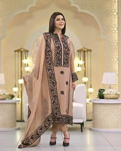 Robe de mariée traditionnelle indienne en soie georgette brodée de haute qualité, confortable, élégante, cousue, pour femmes - Product Image 4