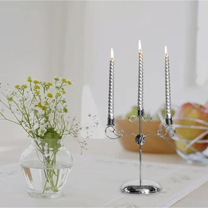 Photophore décoratif classique 3 bras chandelier candélabre pour décoration intérieure ornement Argent au meilleur prix - Product Image 6