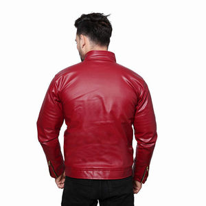2024 New Arrivals <b>Men's</b> Casual Stand Collar <b>Biker</b> <b>Jackets</b> Original Sheepskin Leather with Zipper and Four Pockets for Winter - Product Image 2