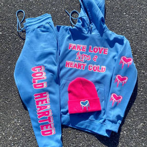 Conjunto de Sudadera con Capucha y Pantalones Deportivos Estampados Personalizados, Mezcla de Algodón, Ropa Urbana de Dos Piezas, Hecho a Medida para Hombre y Mujer - Product Image 1