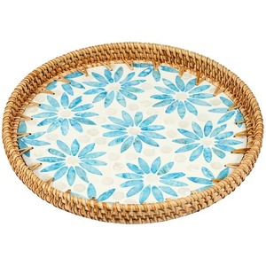 Bandeja con incrustaciones de hueso Mesa de comedor desechable Bandeja de servicio decorativa Técnica pulida - Product Image 1