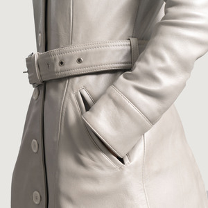 Women Leather Trench Coat Wholesale Oem All Colours Women Warm Fashion <b>Belt</b> Coat Oversize Lamb Leather Coat - Product Image 2