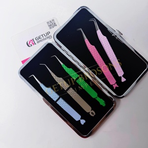 Vente en gros de pinces à cils parfaites GETUP BROSONS IMPEX, revêtement en poudre multiple, antistatique, antimagnétique, pointe lisse - Product Image 2