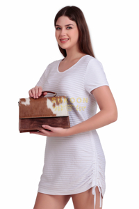 Nuevo diseño de cuero de vaca bolso cruzado clásico de gran capacidad guitarra correas anchas cuero mujeres bolsas de mensajero - Product Image 2